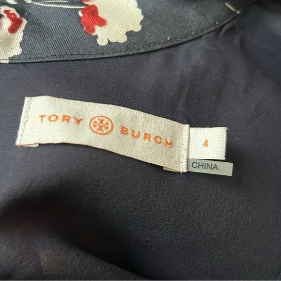 Tory Burch Kelly Floral Peplum Sleeveless Top Blouse Petrol Gray Field Flowers 4 - Picture 9 of 10